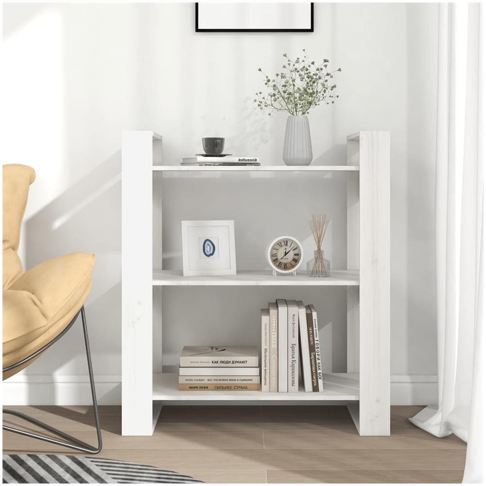 Libreria /divisorio Bianco 80x35x91 Cm In Legno Massello Di Pino - Foto 3