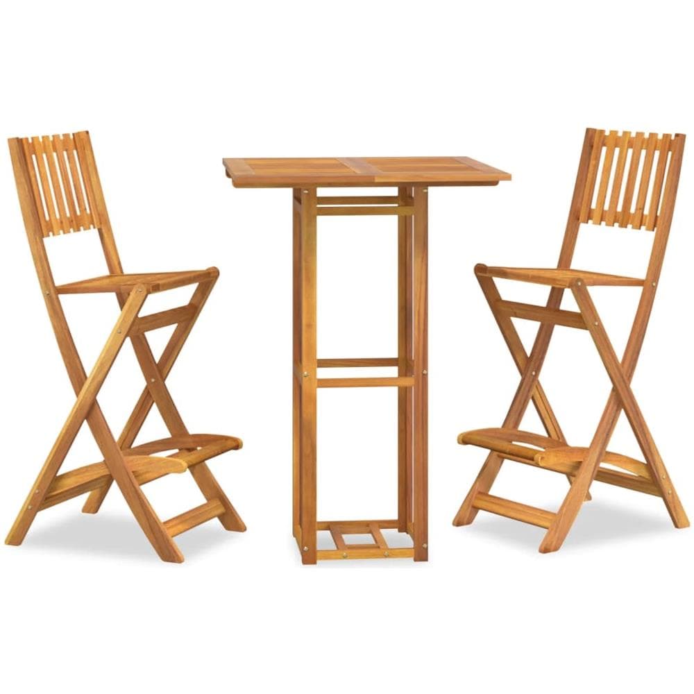 Set Da Bar Per Esterni 3 Pz In Legno Massello Di Acacia - Foto 2