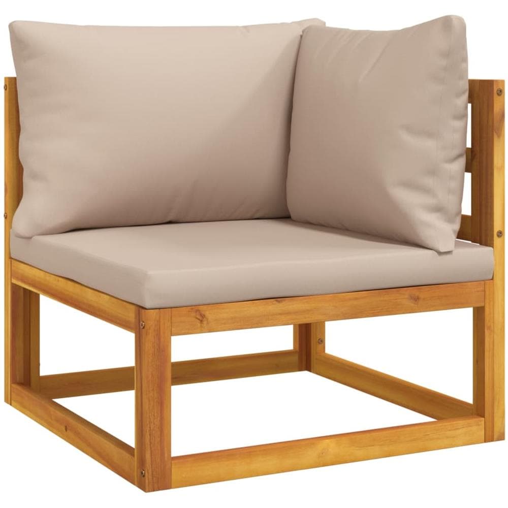 Divano Angolare Modulare Cuscini Tortora Legno Massello Acacia - Foto 2