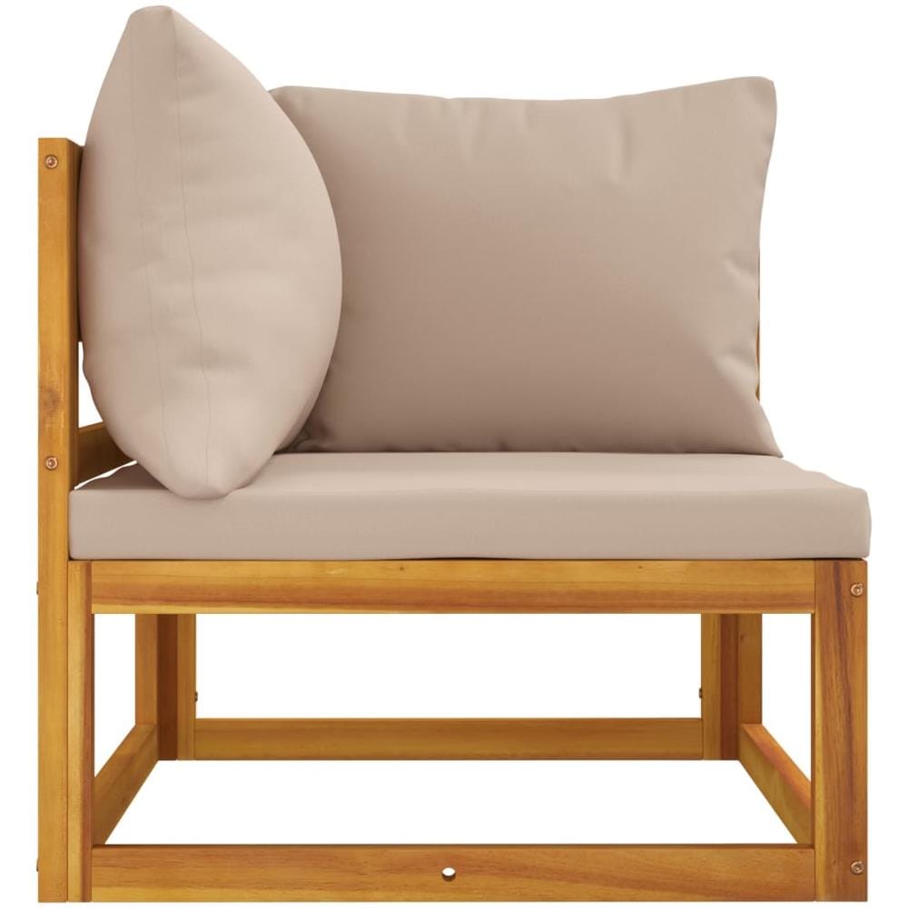 Divano Angolare Modulare Cuscini Tortora Legno Massello Acacia - Foto 3