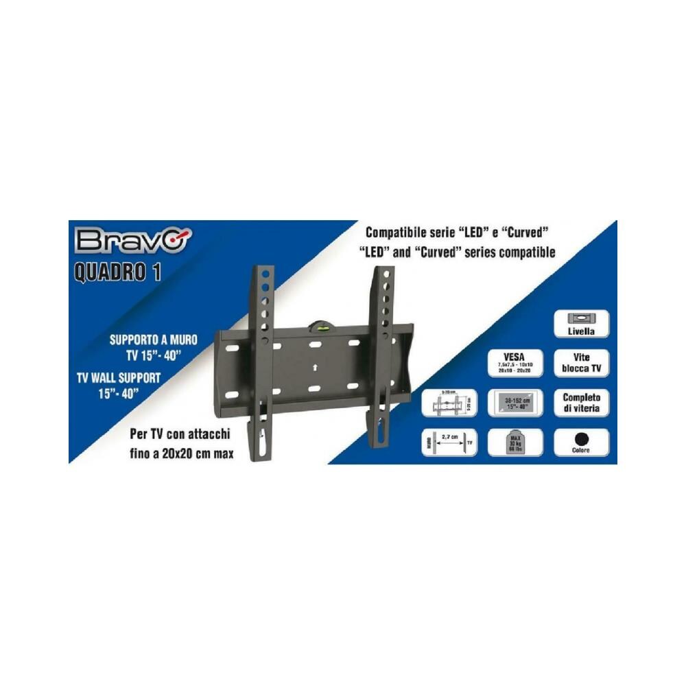 Supporto TV a Muro 92402632 da 15-40" Peso Massimo Supportato 30 Kg Colore Nero - Foto 2