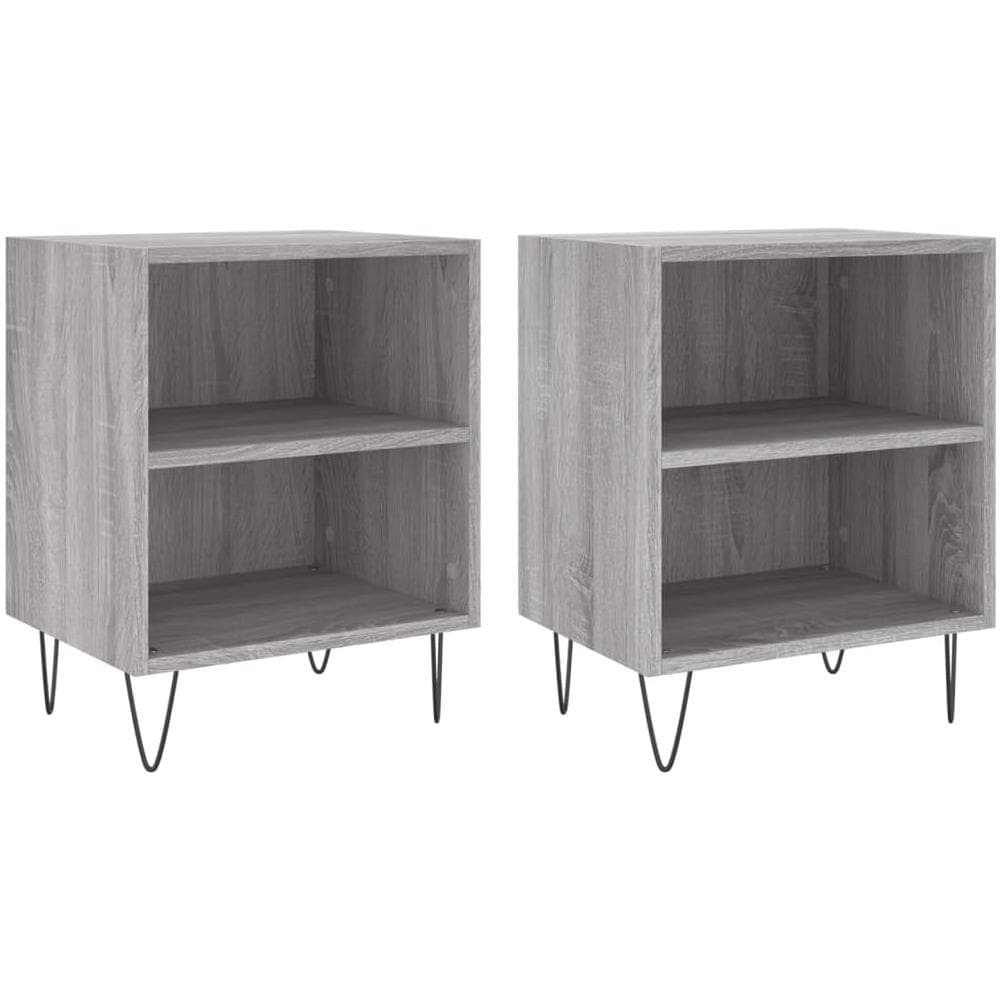 Comodini Grigio Sonoma 2 Pz 40x30x50 Cm In Legno Multistrato - Foto 1