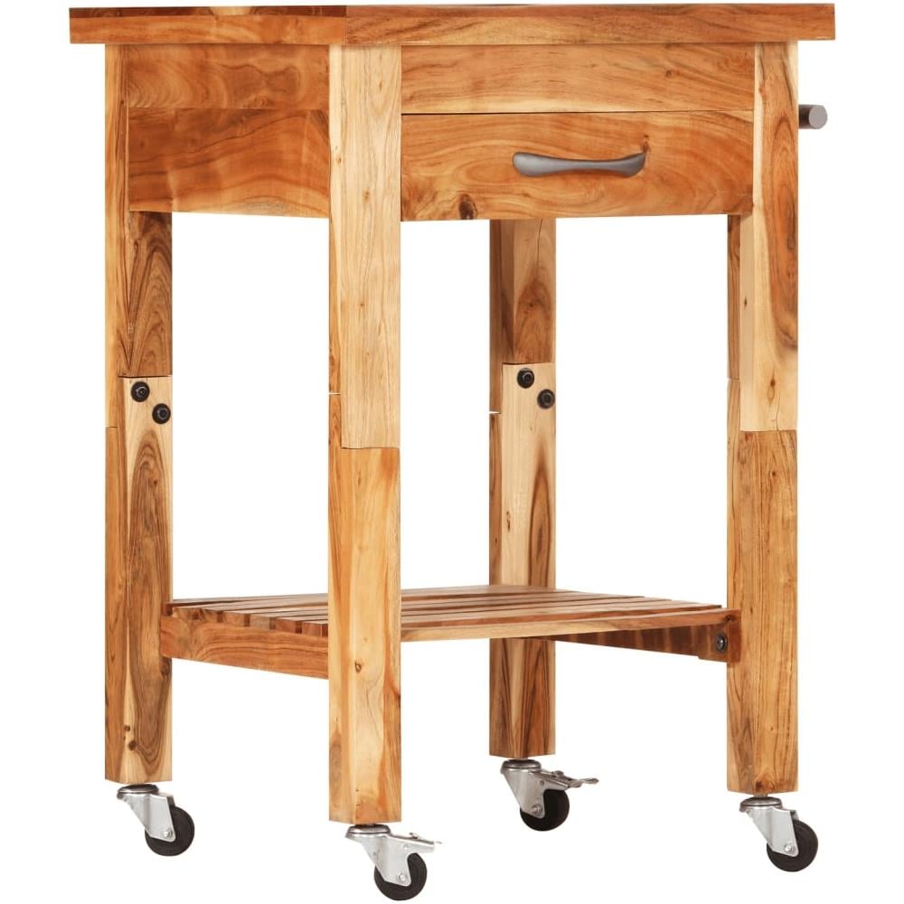 Carrello Da Cucina 55x55x89 Cm In Legno Massello Di Acacia - Foto 2