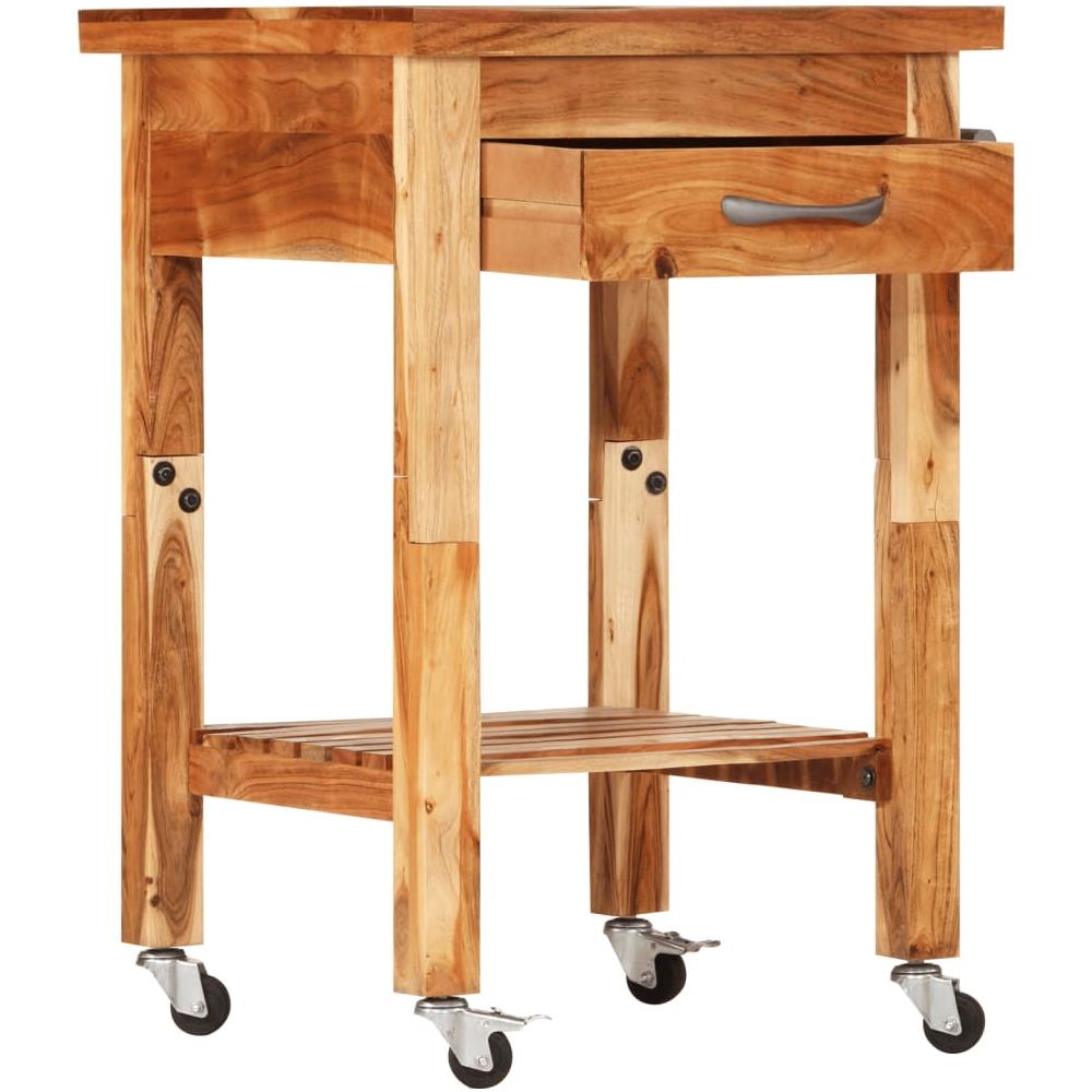 Carrello Da Cucina 55x55x89 Cm In Legno Massello Di Acacia - Foto 3