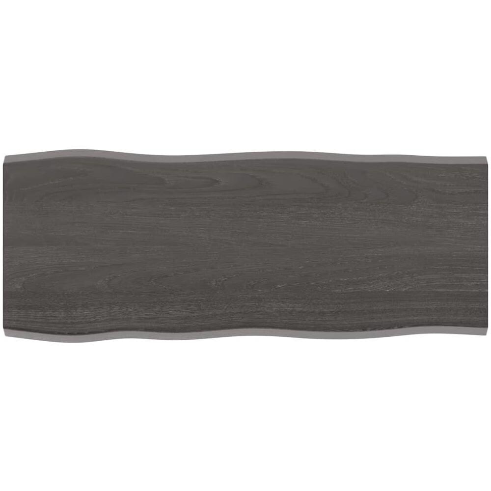 Piano Tavolo Marrone Scuro 100x40x2 cm in Rovere Non Trattato - Foto 1