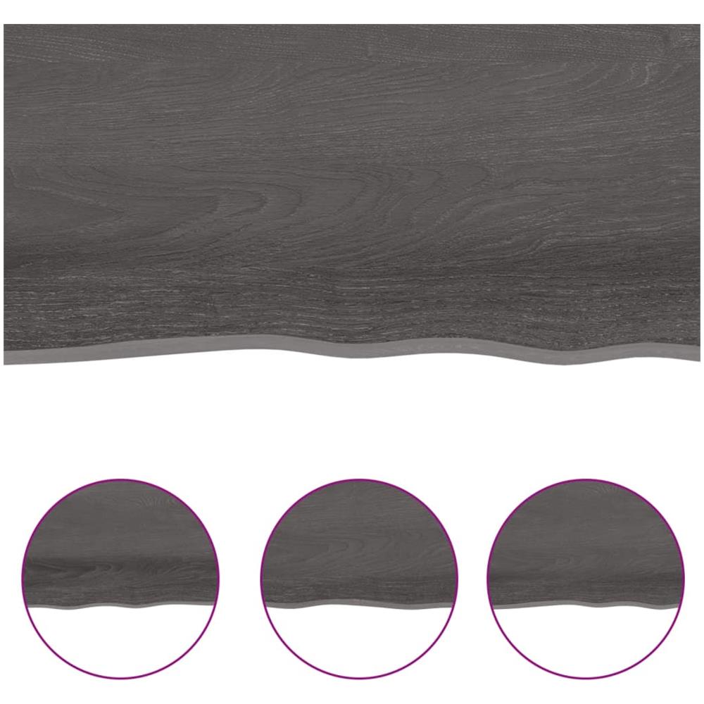 Piano Tavolo Marrone Scuro 100x40x2 cm in Rovere Non Trattato - Foto 6