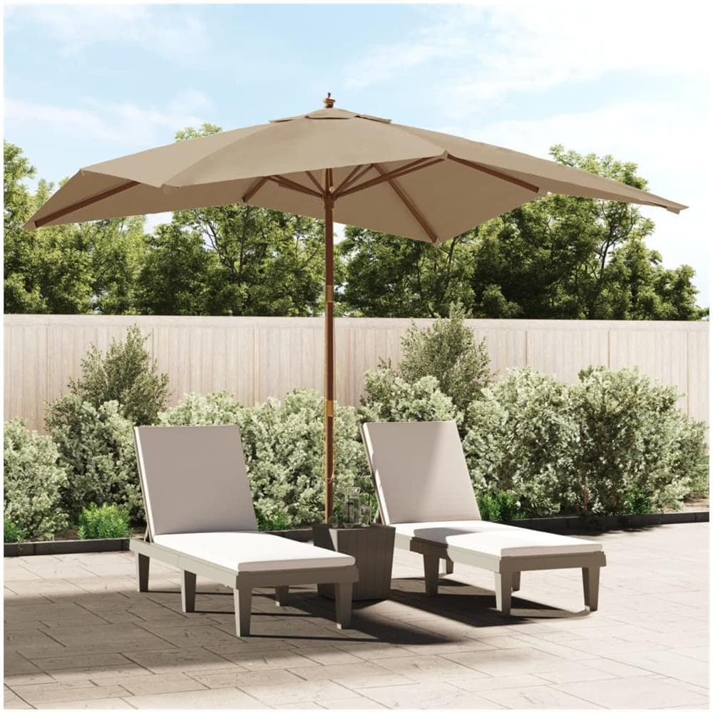 Ombrellone Da Giardino Con Palo In Legno Tortora 300x300x273 Cm - Foto 1