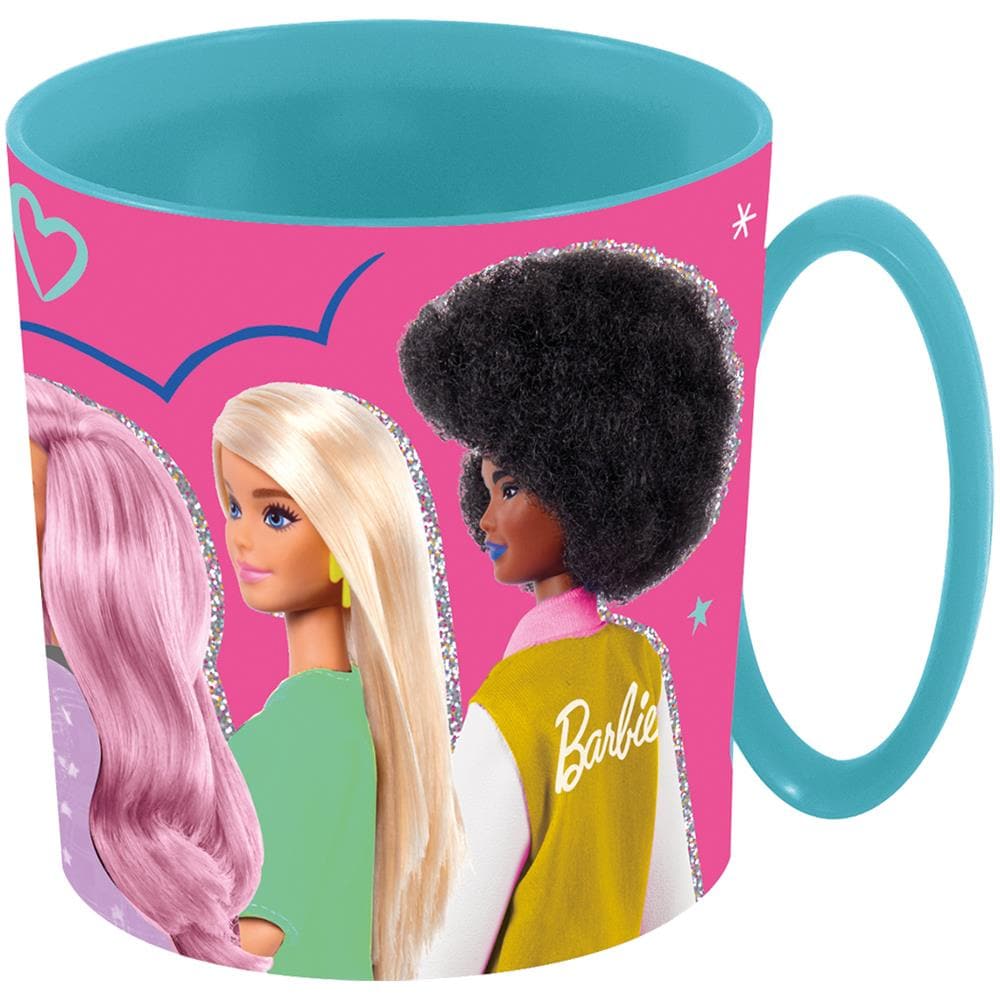 Tazza Rosa Per Bambini In Plastica Barbie Da 350 Ml Adatta Al Microonde - Foto 1