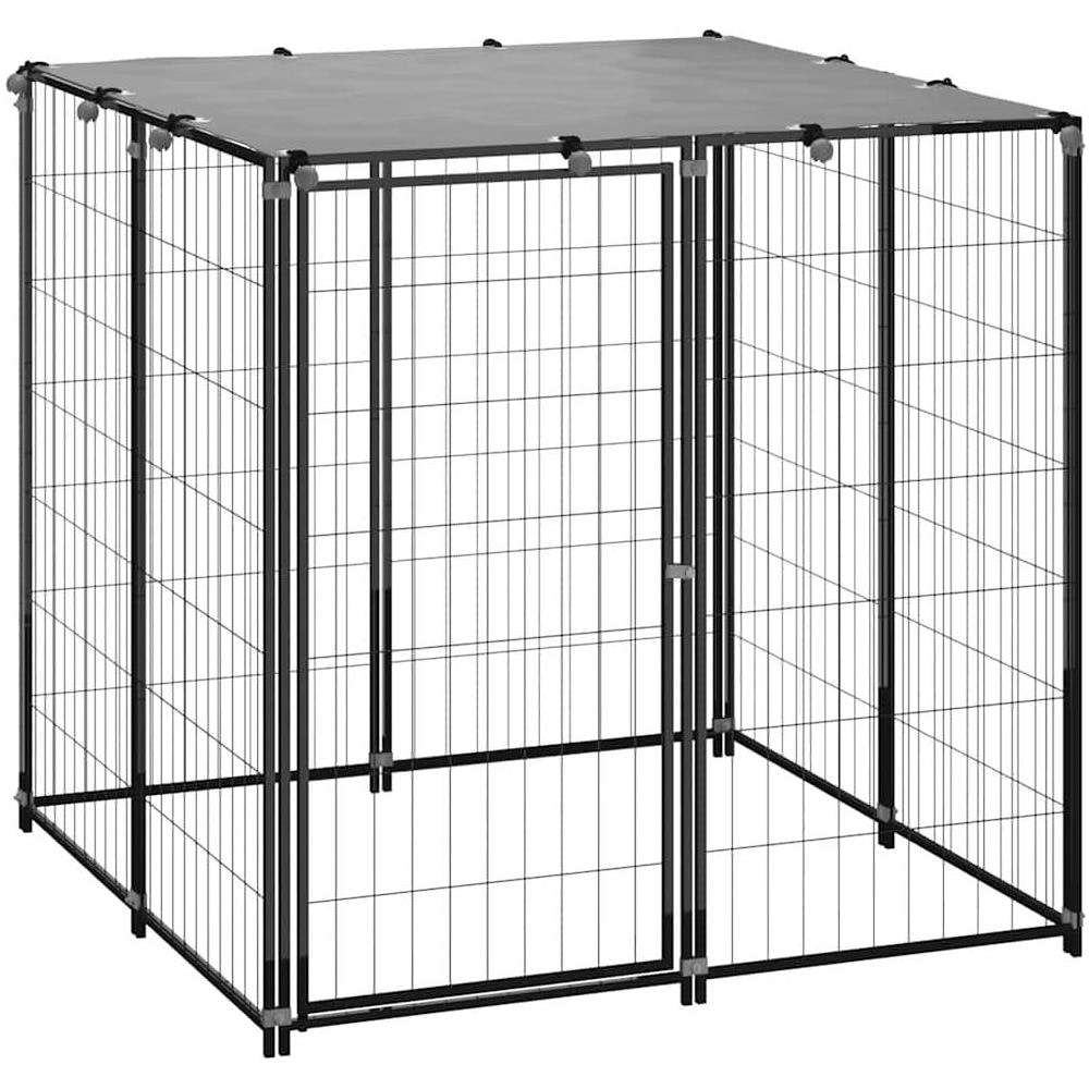 Gabbia per Cani Nera 110x110x110 cm in Acciaio - Foto 1