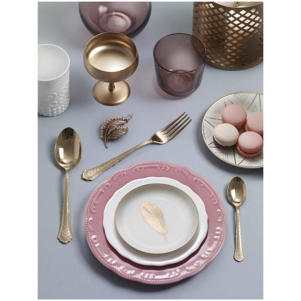 Settecento Treasure Gold Posate da tavola in acciaio oro Confezione - Set da 24 Pezzi - 6 Posti Tavola - Confezione Standard Made in Italy - Foto 2