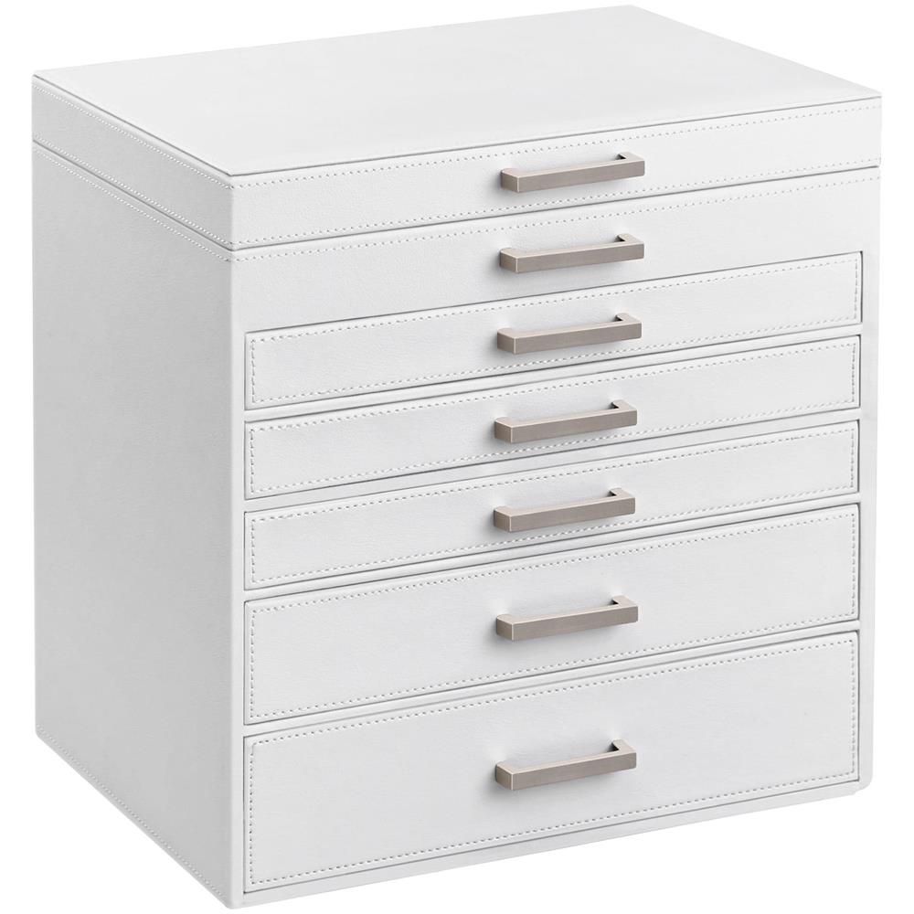 Portagioie Valora bianco con specchio e 5 cassetti foderati in velluto - Foto 1