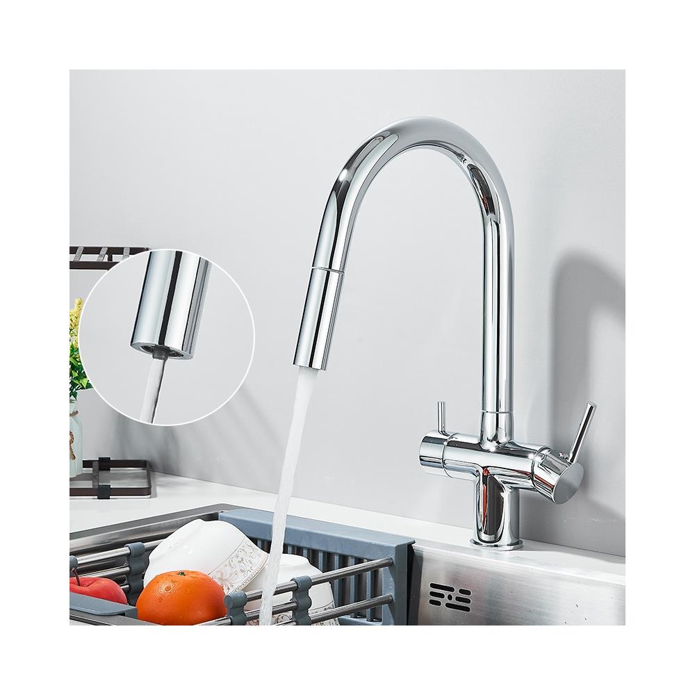 Rubinetto per lavello da cucina, Blackswan, tipo M389 con uscita acqua purificata, doccia mobile, modello cromato, misura 38 cm - Foto 2