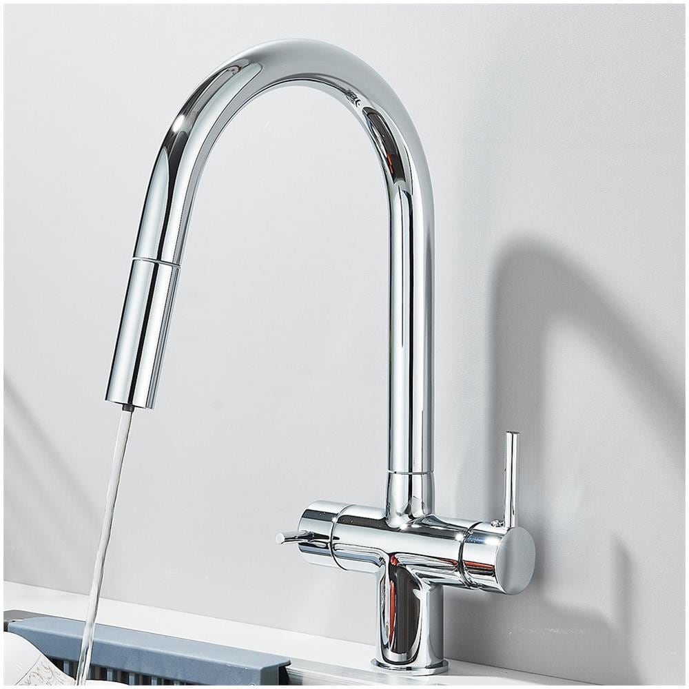 Rubinetto per lavello da cucina, Blackswan, tipo M389 con uscita acqua purificata, doccia mobile, modello cromato, misura 38 cm - Foto 4