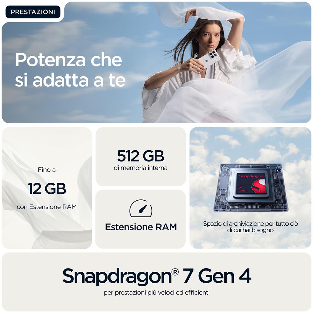 Moto Edge 70 5G 512GB 12GB Ram Display 6,67" pOLED Super HD Main Camera 50MP f / 2,0 Doppia SIM (1 nano SIM + eSIM) USB Type-C Android16 Snapdragon 7 Gen4 4800mAh Pantone Cloud Dancer - Foto 13