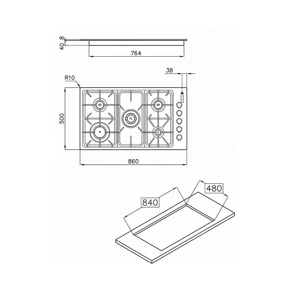 Piano Cottura 7055 062 a Gas 5 Fuochi Gas Colore Inox - Foto 2