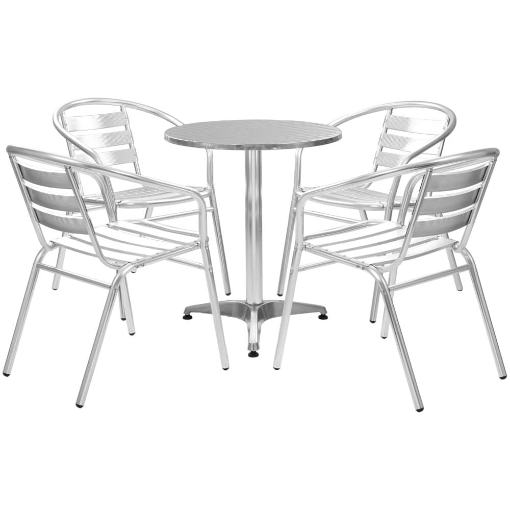Set Da Pranzo Da Giardino 5 Pz In Alluminio Argento - Foto 1