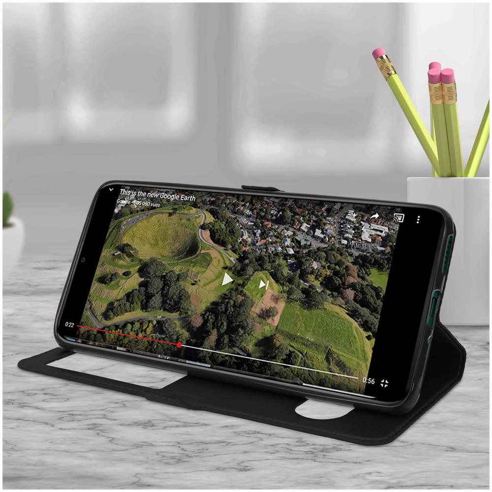 Custodia Wiko View 4 / 4 Lite Doppia Finestra Cover Silicone - Nero - Foto 2