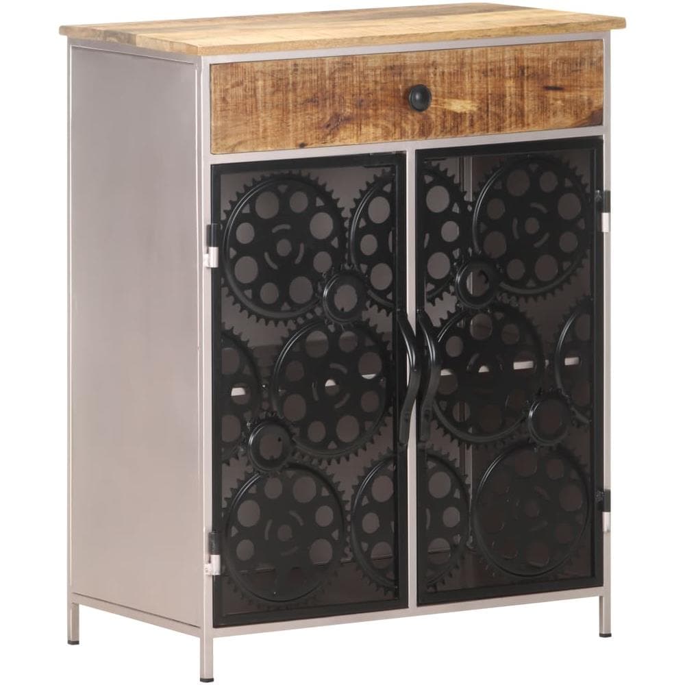 Credenza 60x35x75 Cm In Legno Di Mango Grezzo E Ferro - Foto 8