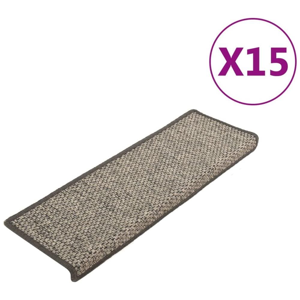 Tappeti Autoadesivi Scale Sisal 15 pz 65x21x4 cm Grigio e Beige - Foto 1
