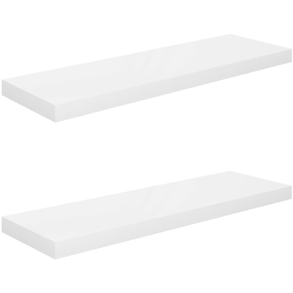Scaffali a Parete 2 pz Bianco Lucido 80x23,5x3,8 cm in MDF - Foto 1