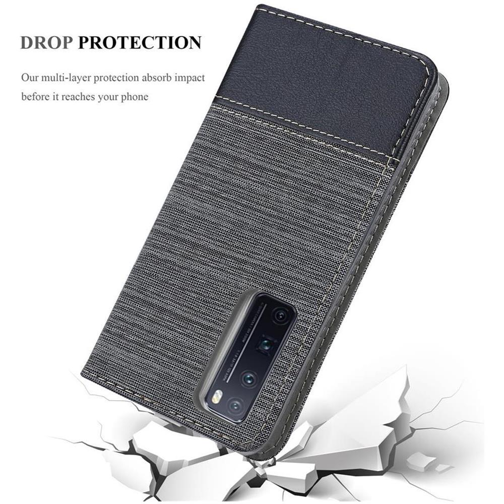 Custodia Compatibile Con Huawei Nova 7 Pro 5g In Grigio Nero - Coperchio Protettiva Con Chiusura Magnetica, Funzione Stand E Tasca Per Le Carte - Foto 8