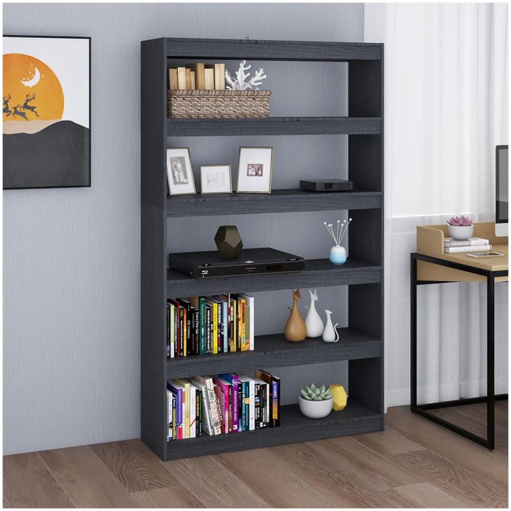 Libreria / divisorio Grigio 100x30x167,5 Cm In Massello Di Pino - Foto 1