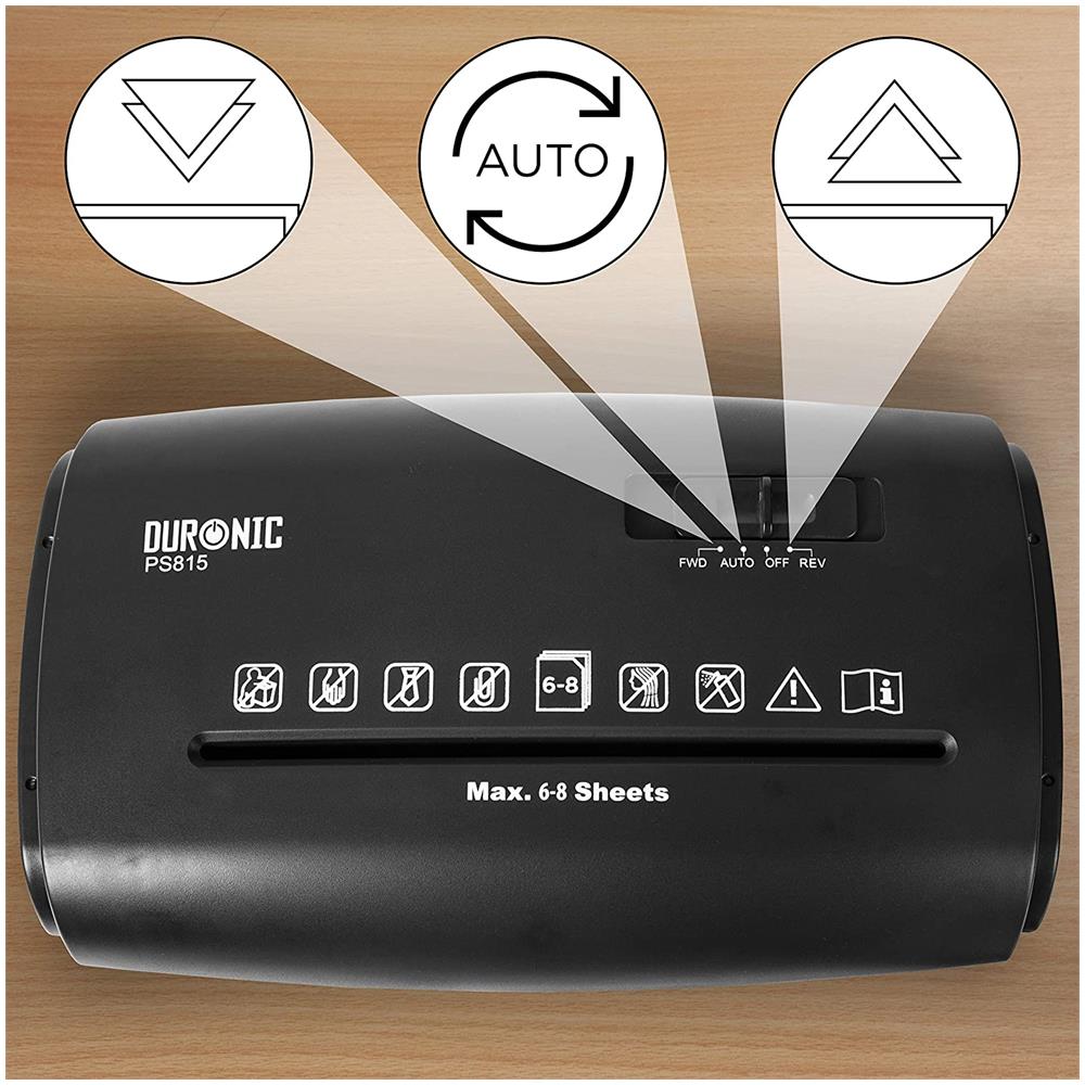 Ps815 Distruggidocumenti | 8 Fogli A4 Taglio Incrociato250 W | Capacità 15 L | Gdpr: Protegge Dal Furto Di Dati | Livello Di Sicurezza P-4 - Foto 6