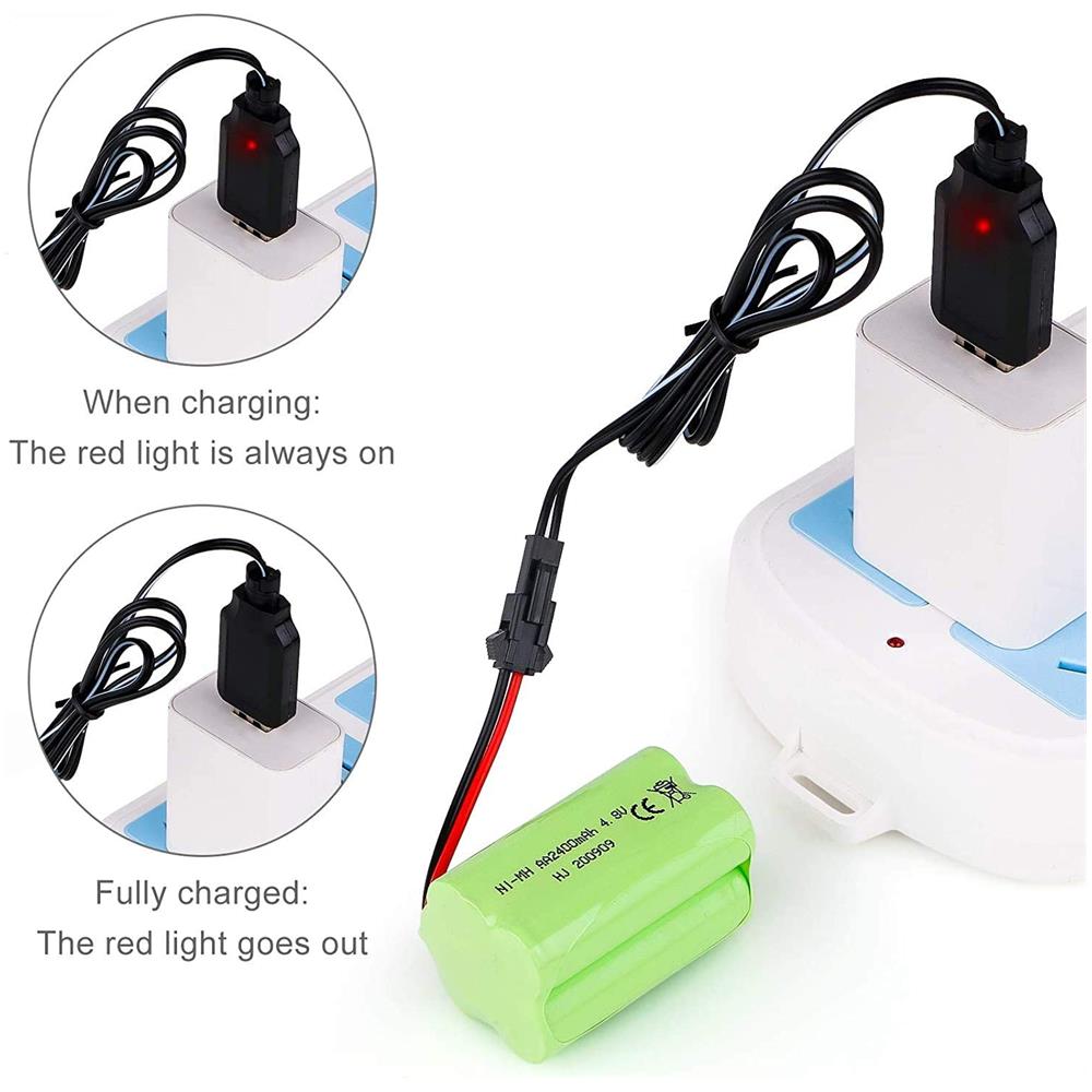 1 Pezzo Batteria 4.8v Aa, Pacco Batteria Ni-mh Ricaricabile 2400 Mah, Spina Sm 2p Per Hy800 F1 F3 Rc Boat Rc Bus Con Cavo Di Ricarica Usb Sm 2p - Foto 3