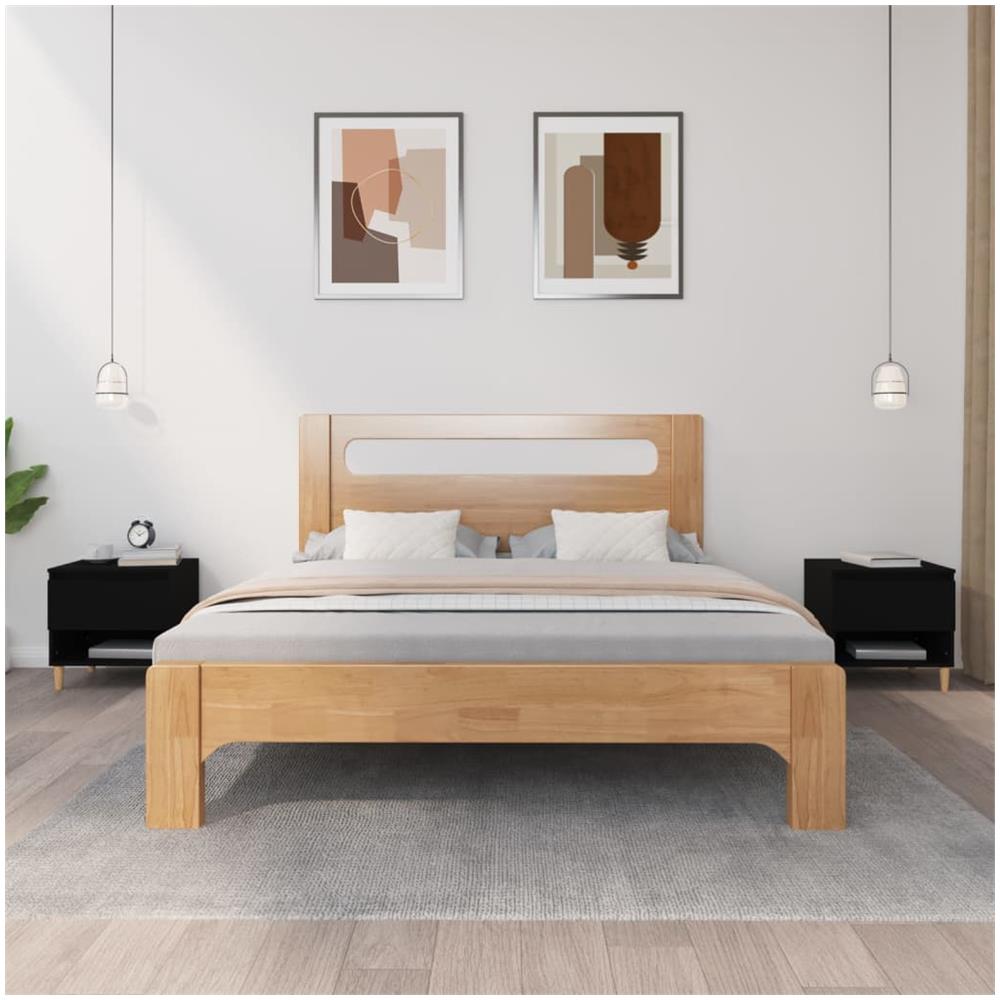 Comodini 2 Pz Neri 50x46x50 Cm In Legno Multistrato - Foto 1