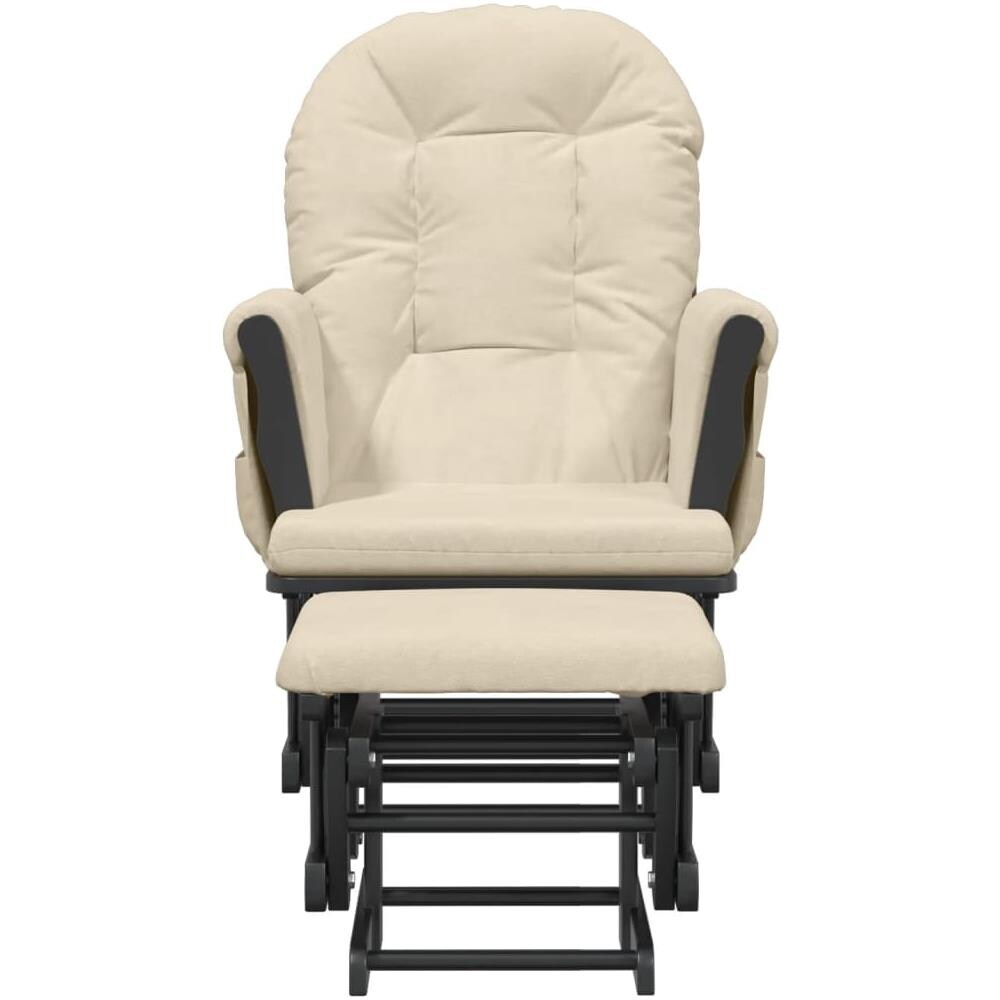 Poltrona Glider Con Sgabello Bianco Crema In Tessuto - Foto 5