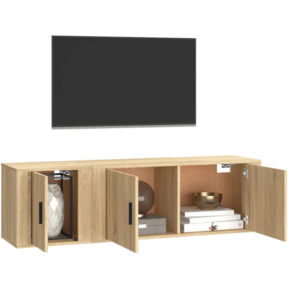 Set Di Mobili Porta Tv 2 Pz Rovere Sonoma In Legno Multistrato - Foto 4