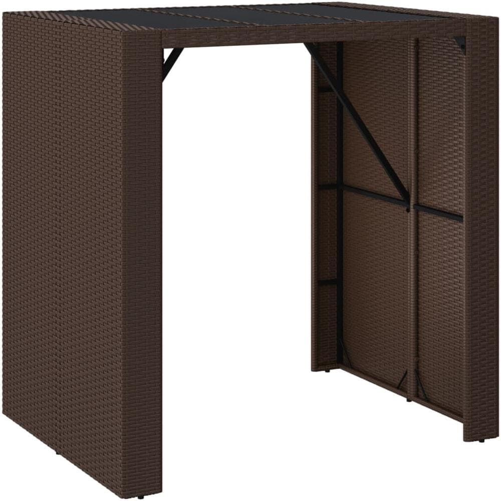 Tavolo Bar Con Piano In Vetro Marrone 105x80x110 Cm Polyrattan - Foto 2
