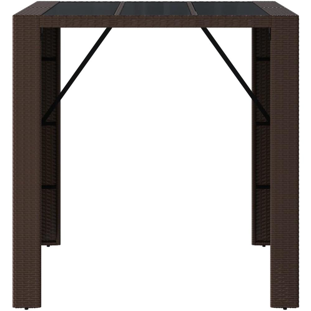Tavolo Bar Con Piano In Vetro Marrone 105x80x110 Cm Polyrattan - Foto 3