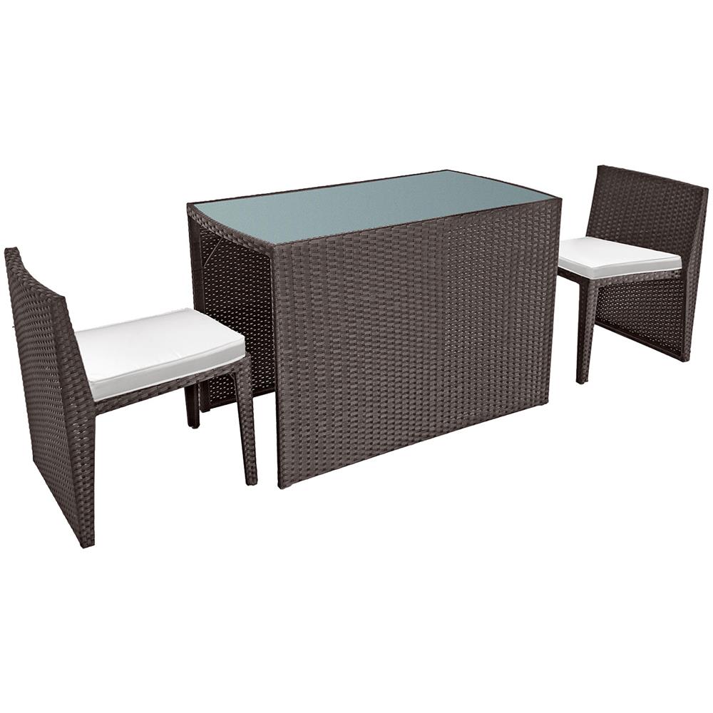 Santorin Mobili Da Giardino Da Incasso In Resina Intrecciata Marrone Per 2 Persone - Cuscini Crema - Foto 1