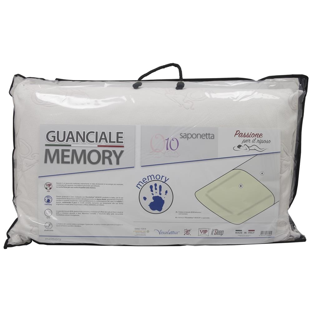 Guanciale Cuscino Letto 50x80 Cm Memory Anallergico Traspirante Q10 - Foto 1