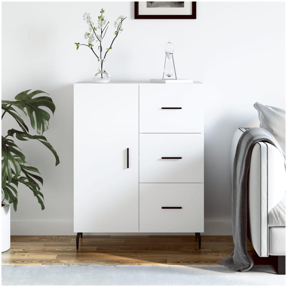 Credenza Bianca 69,5x34x90 Cm In Legno Multistrato - Foto 1