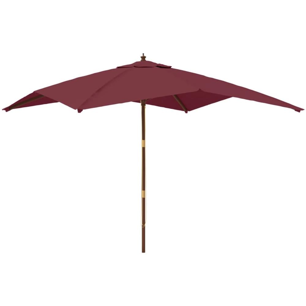 Ombrellone Da Giardino Palo Legno Rosso Bordeaux 300x300x273 Cm - Foto 2