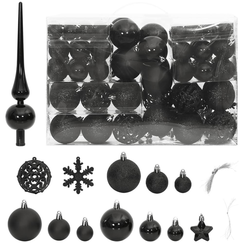 Set Palline Di Natale 111 Pz Nero In Polistirene - Foto 1