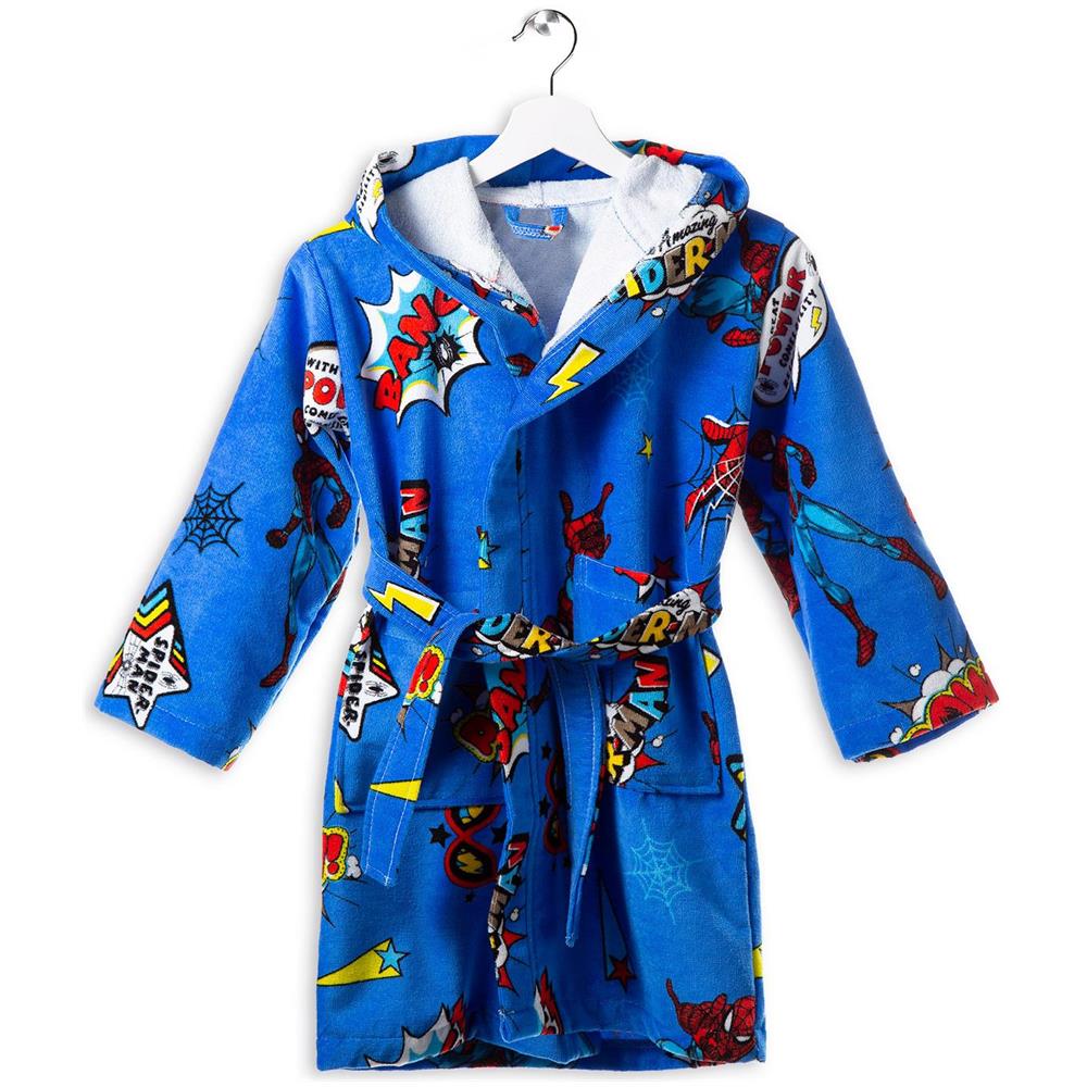 Accappatoio Con Cappuccio Marvel Spiderman Power In Cotone Colore Neutro Misura 810 Anni - Foto 1