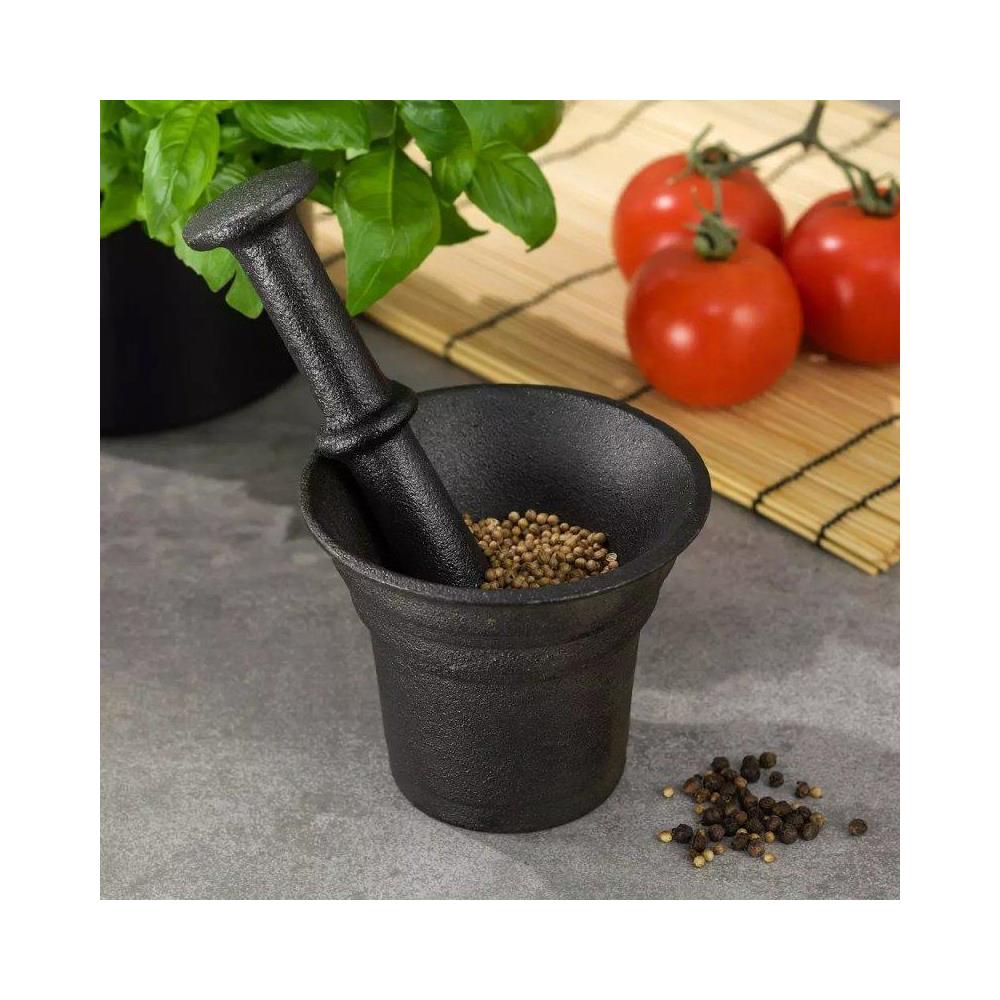 Mortaio in ghisa KH-1196 per macinare spezie ed erbe aromatiche - Foto 2