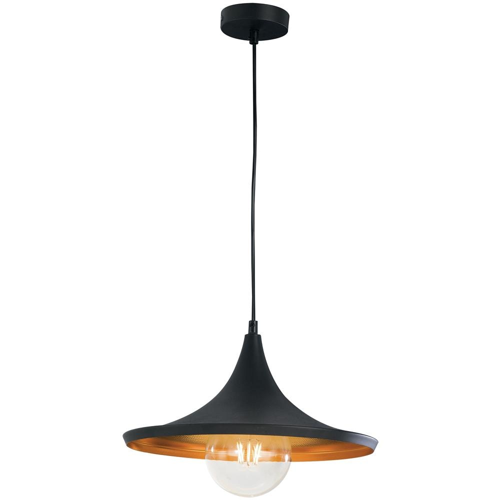 I-BROADWAY-S1 - Pendente rustico nero e ramato 60 watt E27 - Foto 1