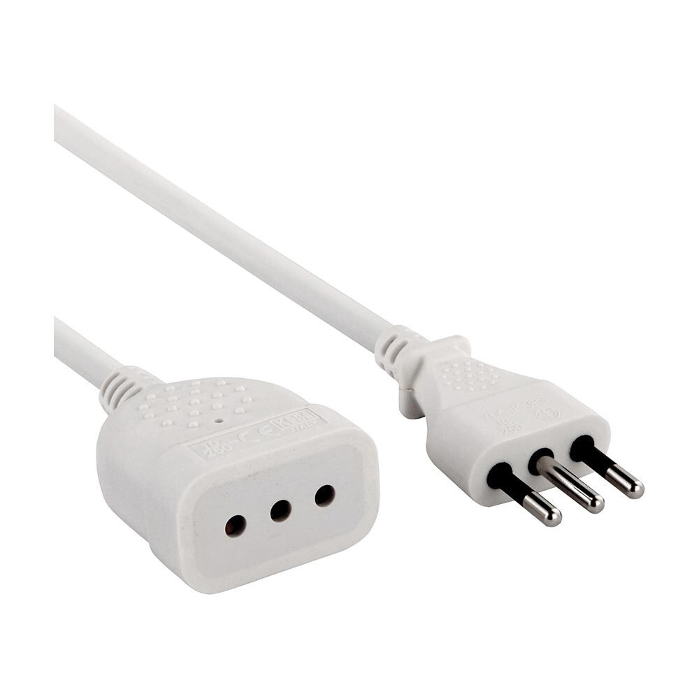 46113 Prolunga 3 Mt Spina E Presa Piccola 10a, Bianco - Sezione Cavo 3g0,75 Mm² - Foto 1