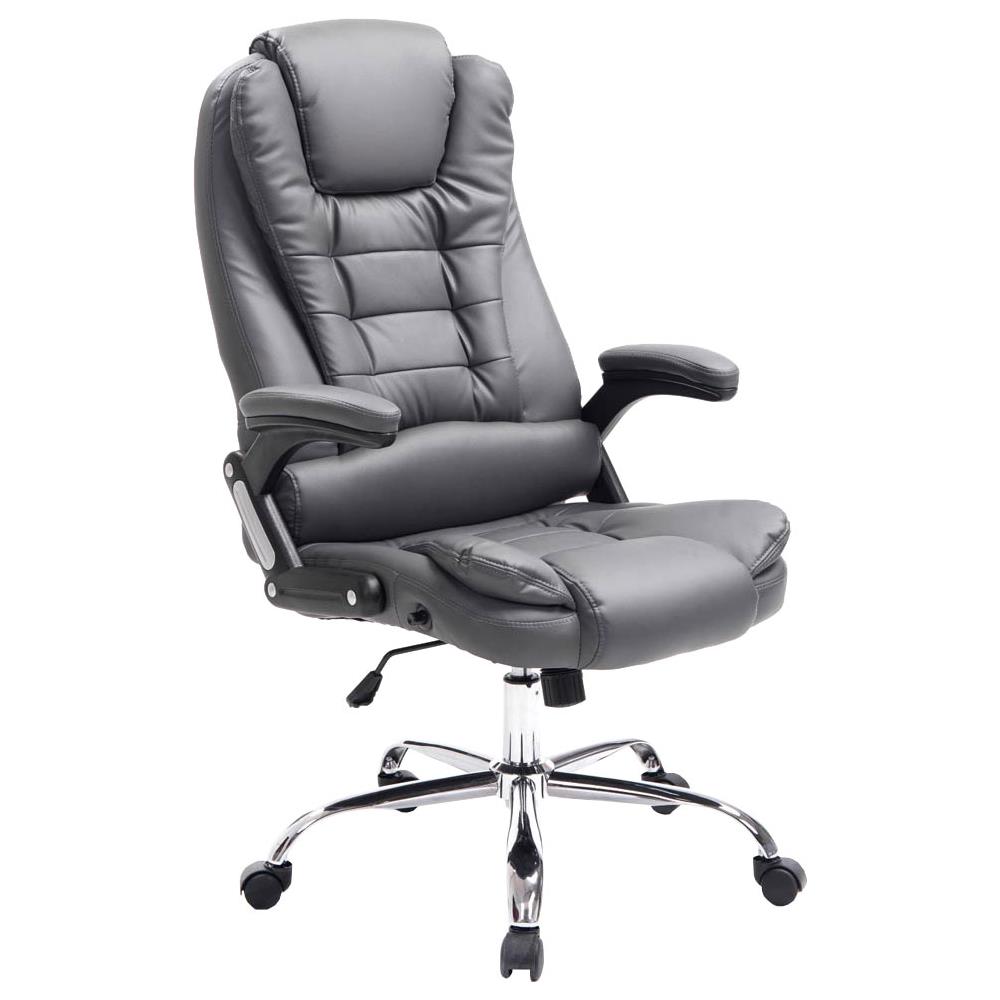 Sedia Ufficio Thor in Similpelle - Poltrona Studio Carico Max 150 kg I Sedia Pc Ergonomica Imbottita e Altezza Regolabile I Sedia da Scrivania con Ruote Antiattrito e Alto Schienale Grigio - Foto 1