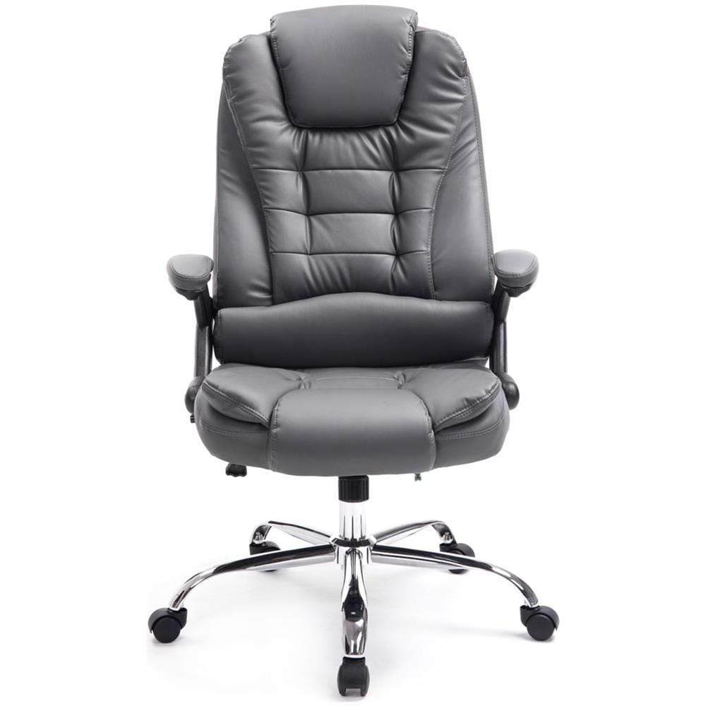 Sedia Ufficio Thor in Similpelle - Poltrona Studio Carico Max 150 kg I Sedia Pc Ergonomica Imbottita e Altezza Regolabile I Sedia da Scrivania con Ruote Antiattrito e Alto Schienale Grigio - Foto 2