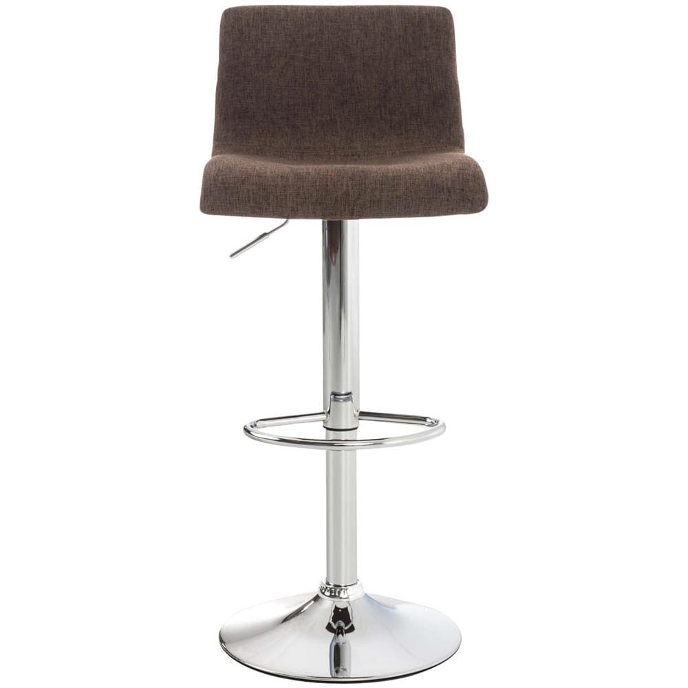 2 Sgabelli Alti Hoover in Tessuto - Set 2 Sgabelli Bar Design Regolabile 59-80 cm I Sedie Sgabello Girevole 360°con Schienale Marrone Cromato - Foto 1