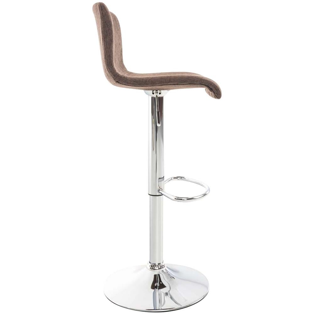 2 Sgabelli Alti Hoover in Tessuto - Set 2 Sgabelli Bar Design Regolabile 59-80 cm I Sedie Sgabello Girevole 360°con Schienale Marrone Cromato - Foto 2