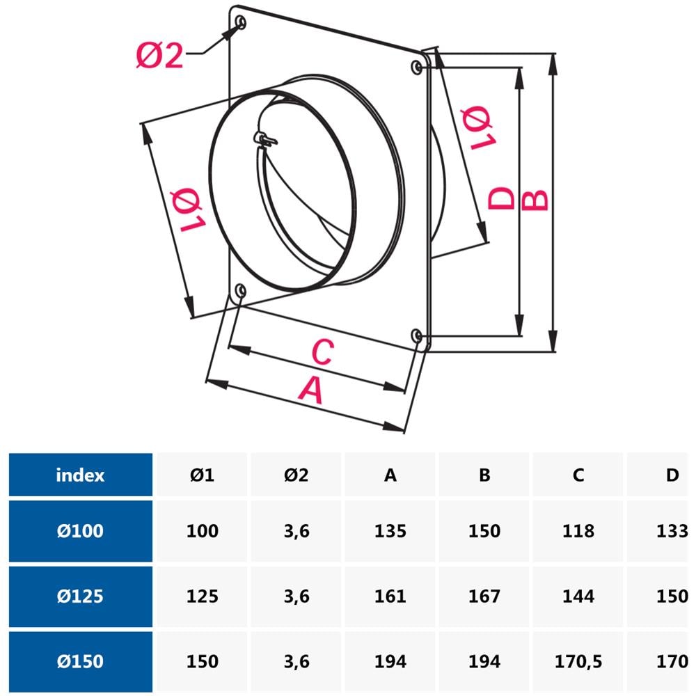 100mm Montaggio Parete Flangia Anti Ritorno Ammortizzatore Pvc Bianco Giro - Foto 2