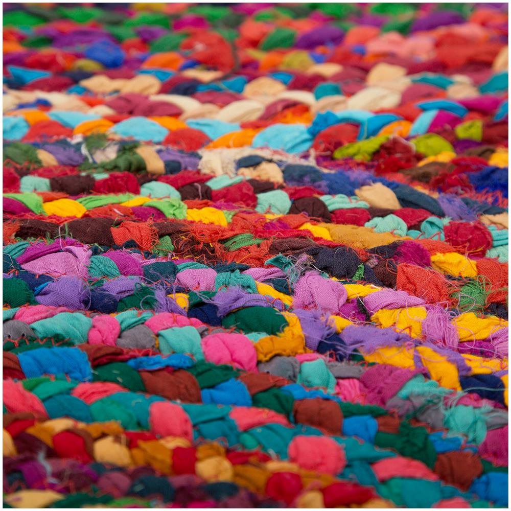 Tappeto Tondo In Cotone E Iuta Ø140 Cm Multicolore Yenice - Foto 2