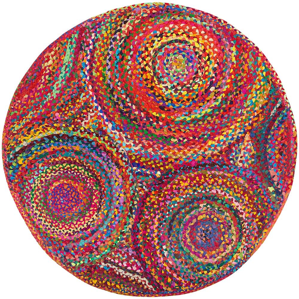 Tappeto Tondo In Cotone E Iuta Ø140 Cm Multicolore Yenice - Foto 1
