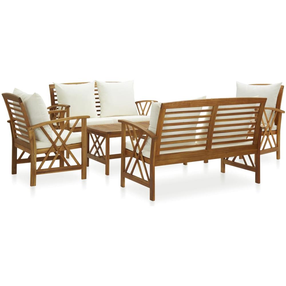 Set Divani da Giardino 5 pz con Cuscini in Massello di Acacia - Foto 1